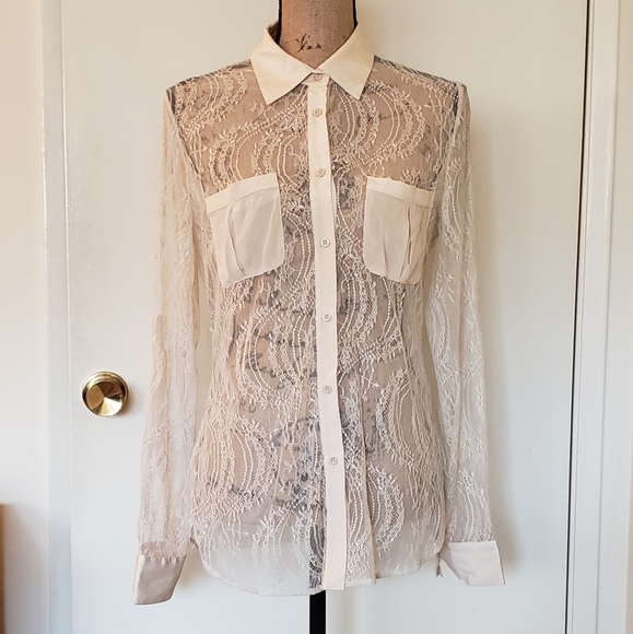 bebe Tops - bebe lace button down blouse